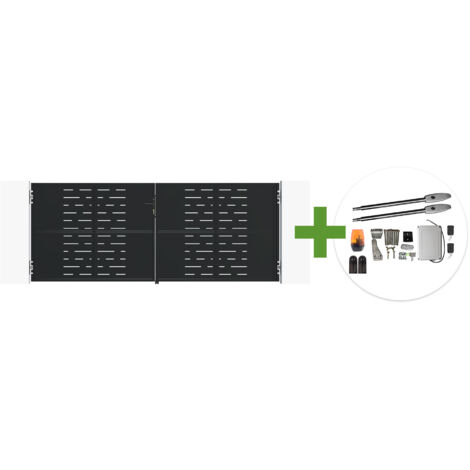 Portail battant acier noir mat 3,5m NALI ARLBERG H.140cm + moteur Tanker B250 (1/5)