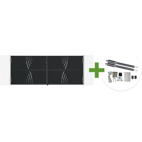 Portail battant acier noir mat 3m NALI VELETA H.120cm + moteur Ranger B150