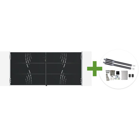 Portail battant acier noir mat 3m NALI VELETA H.140cm + moteur Ranger B150 (1/5)