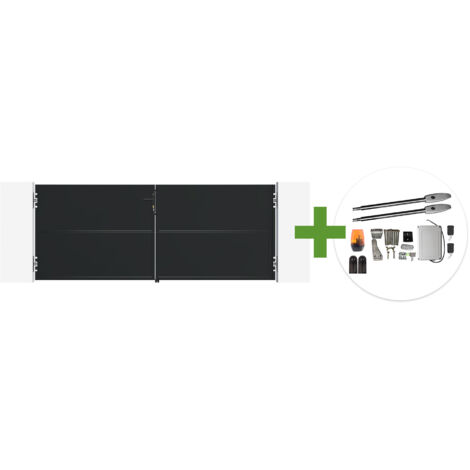 Portail battant acier noir mat 3m NALI H.120cm + moteur Tanker B250