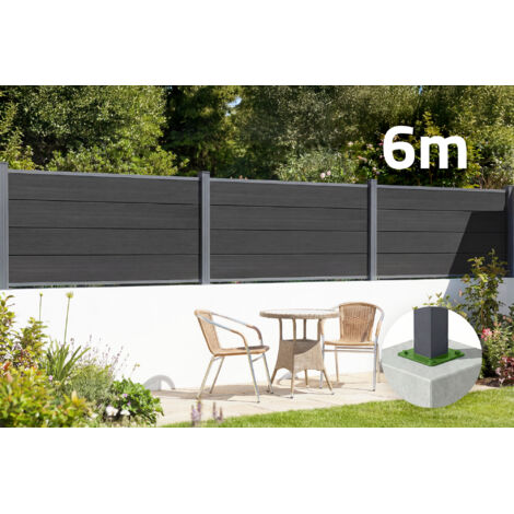 Clôture composite 6m STOCKHORN H.90cm sur platine gris (1/5)