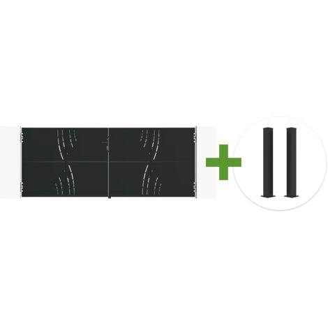 Portail battant acier noir mat 3,5m NALI VELETA H.140cm + 2 poteaux 10x10 acier CARMO