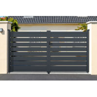 Casanoov – Portail aluminium battant 300x161cm – Ajouré gris anthracite RAL 7016 – Lames renforcées pour motorisation – Montage simple et rapide