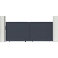 Casanoov – Portail aluminium coulissant 348x147cm – Occultation totale – Gris anthracite RAL 7016 – Installation facile en kit