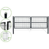 Casanoov – Portail battant grillagé 300x100cm – Acier galvanisé gris anthracite – Résistant aux intempéries – Ouverture réversible
