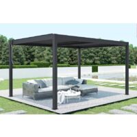 Pergola bioclimatique SANTA 4x3m Aluminium Gris anthracite  - lames orientables