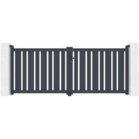 Casanoov – Portail aluminium battant 300cm – Hauteur 120cm – Ajouré pour meilleure circulation d'air – Gris anthracite RAL 7016
