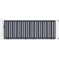 Casanoov – Portail aluminium coulissant 4m – Dimensions 400x140cm – Coloris gris anthracite RAL 7016 – Conçu pour zones exposées au vent