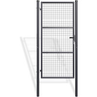 Casanoov – Portillon grillagé 1m 100x200cm en acier galvanisé – Couleur gris anthracite – Ouverture réversible pour jardins et propriétés