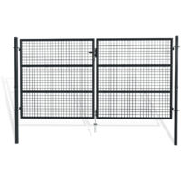 Casanoov – Portail grillagé battant 300x150cm – Acier galvanisé résistant aux intempéries – Couleur gris anthracite – Installation facile