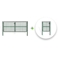 Pack portail battant grillagé OLGA 300x130cm + Portillon 1m VERT