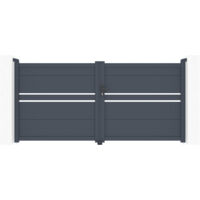 Casanoov – Portail battant aluminium 3m semi-ajouré H.145 cm – Résistant à la corrosion – Finition thermolaquée gris anthracite – Montage facile