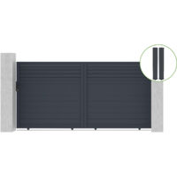 Portail coulissant 3,5m CARPATIA H.180cm alu gris + 2 poteaux 20x20cm H.190cm