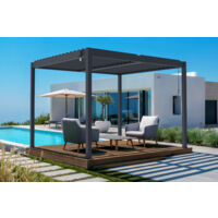 Pergola bioclimatique autoportée PIANA 3x2,5m aluminium gris - lames orientables