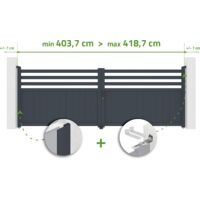 Portail battant ajustable en largeur NEVIS 4m H.140cm Aluminium Gris Anthracite