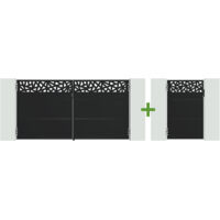 Portail battant acier 3m NALI RUIVO H.160cm noir + Portillon H.160cm noir
