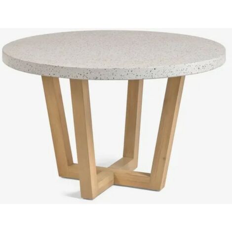 Table de salle à manger Shanelle table ronde blanc et bois Ø 120