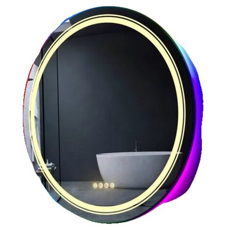 Miroir de salle de bain, lumière LED, rétroéclairage couleur RVB, 60 cm (24 pouces) (1/2)