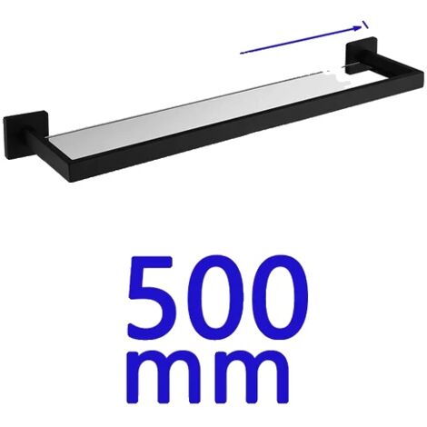 Quincaillerie de salle de bain, finition noir mat, acier inoxydable 304, étagère en verre 50 cm (1/2)
