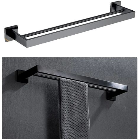 Ensemble de matériel de salle de bain, porte-serviettes noir en acier inoxydable 002FB (1/2)