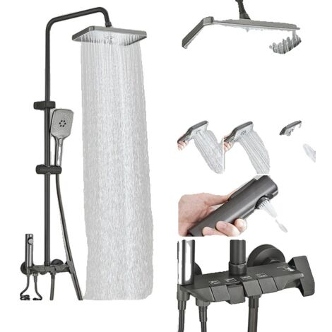 Ensemble de robinets de douche, affichage numérique intelligent, système de salle de bains à pluie, gris pistolet sans affichage (1/2)