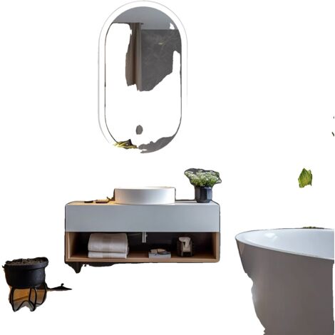 Miroir de salle de bain LED intelligent, design rétroéclairé, fonction antibuée, 20 x 32 pouces (1/2)