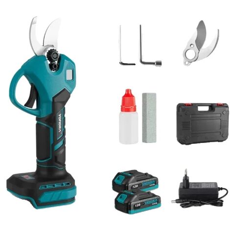 Cisaille électrique, moteur sans balais, sans fil, 2 batteries, prise ue (1/2)