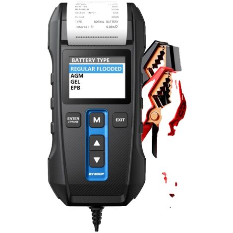 Testeur de batterie de voiture, fonction imprimante, test de charge numérique, BT300P (1/5)
