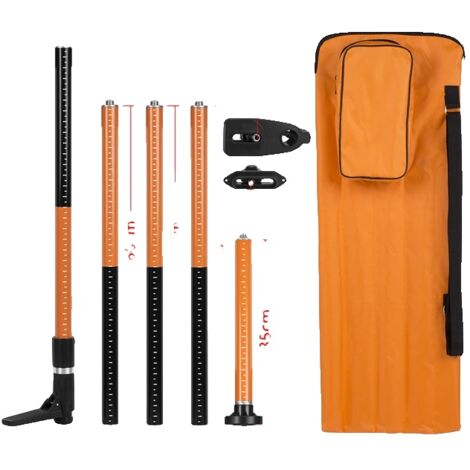 Poteau télescopique d'extension de niveau laser, longueur extensible, supports d'interface multiples, 336 m orange (1/2)