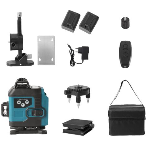 Niveau laser, auto-nivelant, croix horizontale et verticale 360, 4D 16 lignes avec 2 batteries (1/2)