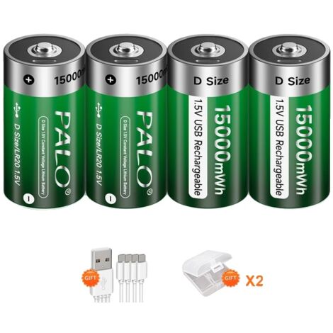 Batterie Lithium-ion Rechargeable, chargement USB, adaptée à la cuisinière à gaz/chauffe-eau, batterie 4 pièces (1/2)