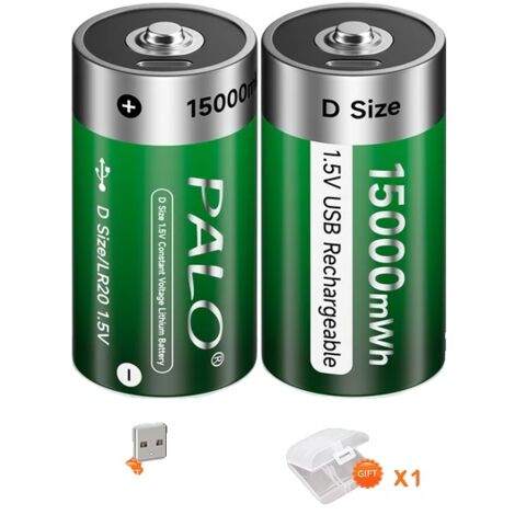 Batterie Lithium-ion Rechargeable, chargement USB, adaptée à la cuisinière à gaz/chauffe-eau, batterie 2 pièces (1/2)