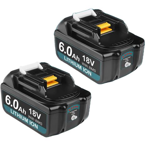 Batterie Makita 18 V, Li-ion rechargeable, chargeur de remplacement, batterie 6 Ah 2 pièces (1/2)