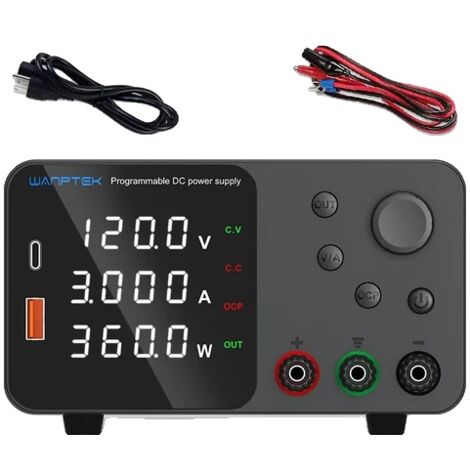 Alimentation pour banc de laboratoire, sortie 300 W, tension réglable, TPS1203 noir (1/2)