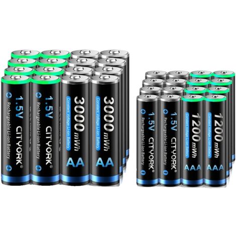 Chargeur de batterie, 8 emplacements, piles au lithium rechargeables, 16 AA et 16 AAA (1/2)