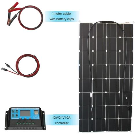 Kit de panneaux solaires, puissance de sortie 100 W, utilisation flexible et extérieure, kit solaire 100 W (1/2)
