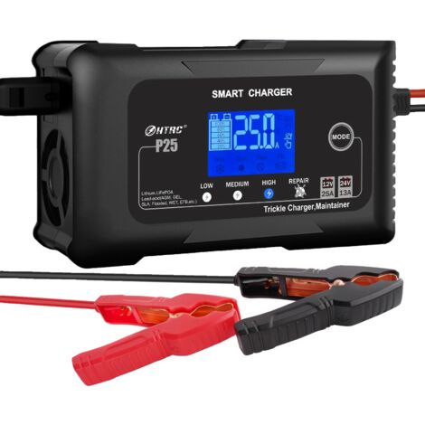 Chargeur de batterie de voiture, réparation automatique des impulsions, écran LCD, chargeur 25A, prise ue (1/2)