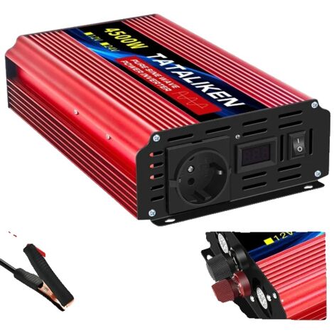 Onduleur sinusoïdal pur, puissance 4 000 W, écran LCD, 4 500 W EU, 12 V, 220 V 50 Hz (1/2)