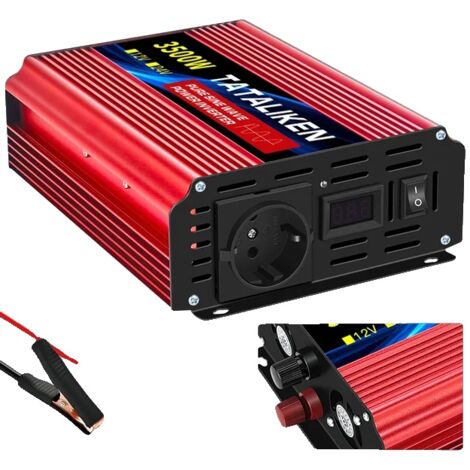 Onduleur sinusoïdal pur, puissance 4 000 W, écran LCD, 3 500 W EU, 12 V, 220 V 50 Hz (1/2)