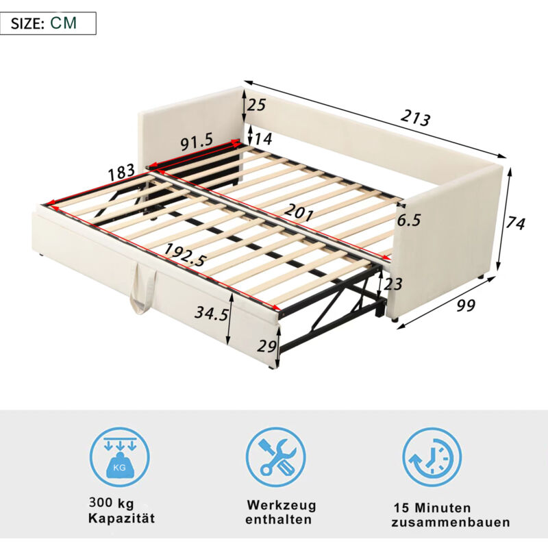 Canapé Convertible Multifonctionnel Avec Rangement Et Lit Gigogne Avec Chaise Longue Interchangeable Canape Modulable En L Beige W2845s00044