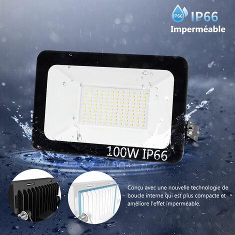 Projecteur LED 100W IP66 Imperméable Spot LED Extérieur 8000LM