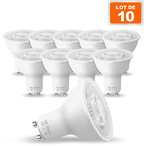 Pack de 10 ampoules LED GU10 3000K 4W SMD Dichroïque (9+1 offerte) Miidex  Lighting®.
