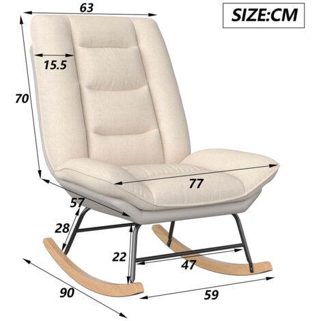 Fauteuil à Bascule Rembourré En Peluche - Dossier Haut - Avec Rangement Latéral - Pour Salon, Chambre, Nurserie