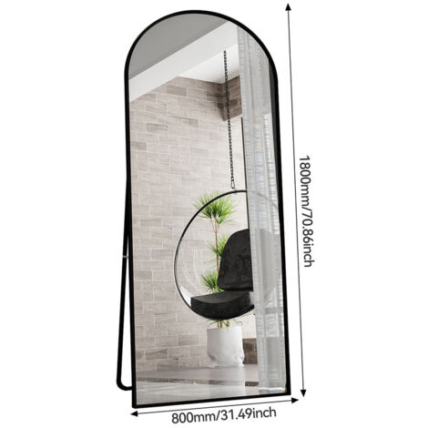 Miroir Sur Pied Pleine Longueur 162x53 Cm - Cadre Aluminium Bombé, Noir Ou Doré, Pour Chambre Salon