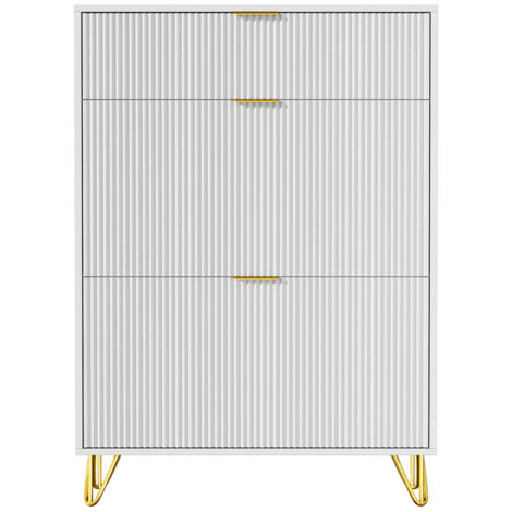 Armoire à Chaussures 20 Paires, Blanc, Avec 2 Portes Et Tiroir - Meuble étroit 80x24x118 Cm - Pour Entrée, Couloir, Dressing - 2