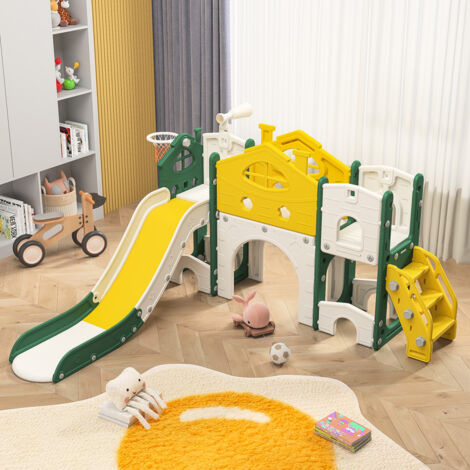 Toboggan Pour Enfants 4 En 1 Aire De Jeux De Jardin Pliable Avec Panier De Basket Anneau De Lancer Apprentissage De Anglais Vert 93750940 Toboggan Pour Enfants 4 En 1 Aire De Jeux De Jardin Pliable Avec Panier De Basket Anneau De Lancer Apprentissage De Anglais Vert 93750940