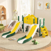 Toboggan De Jardin Pour Enfants Avec Panier De Basket - 106x59x77cm Bleu-Rouge - Intérieur Extérieur