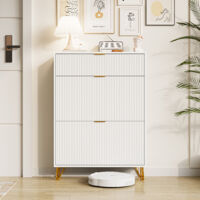 Meuble Chaussures, Meuble de Rangement à Chaussures, Armoire à Chaussure Inclinable avec 2 rabats porte pour 20 Paires de Chaussures,Rangement Chaussure,Commode à Chaussures