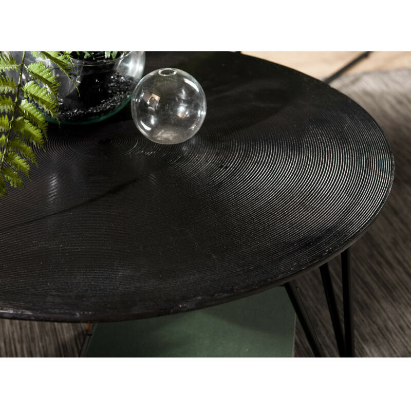 JONAS - Table d'appoint carrée aluminium doré et noir pieds métal