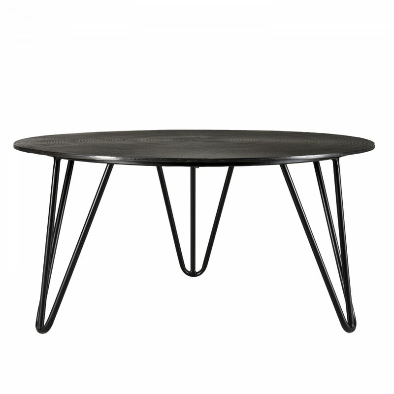 JONAS - Table d'appoint carrée aluminium doré et noir pieds métal